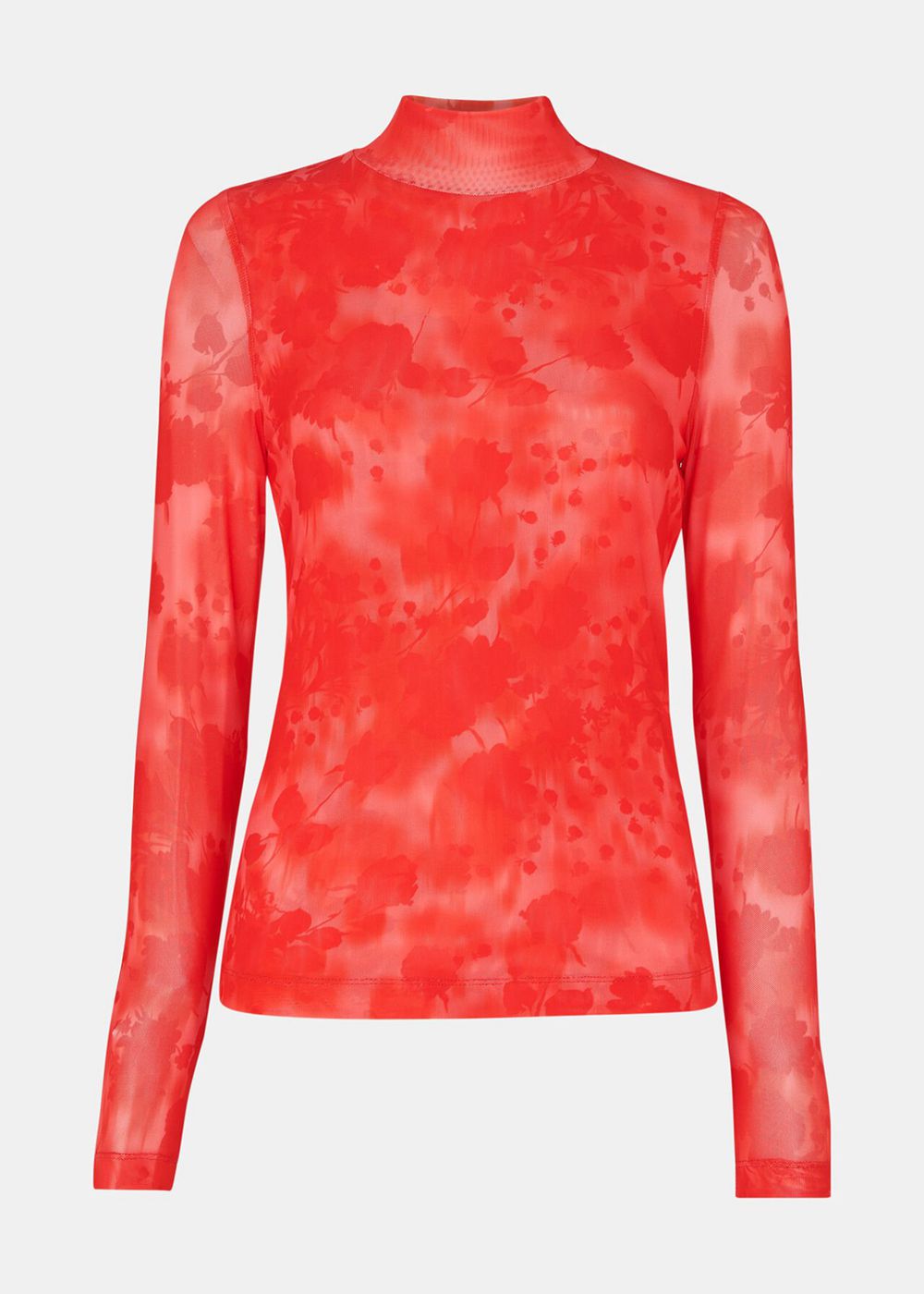 Whistles Blurred Blooms Mesh Top Red / Multicolor | US-23690SJTI