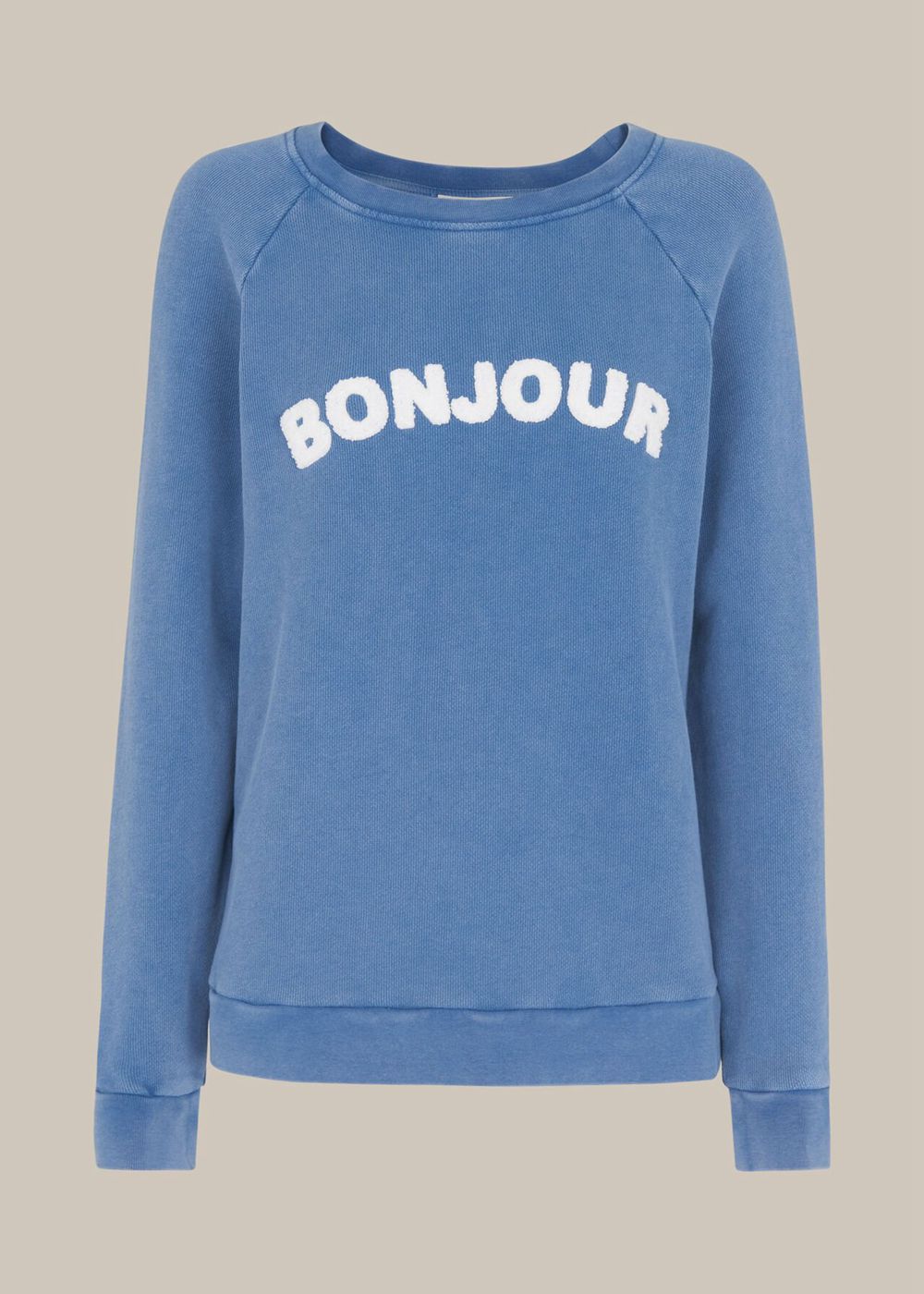 Whistles Bonjour Logo Sweatshirt Blue | US-92534FHRP