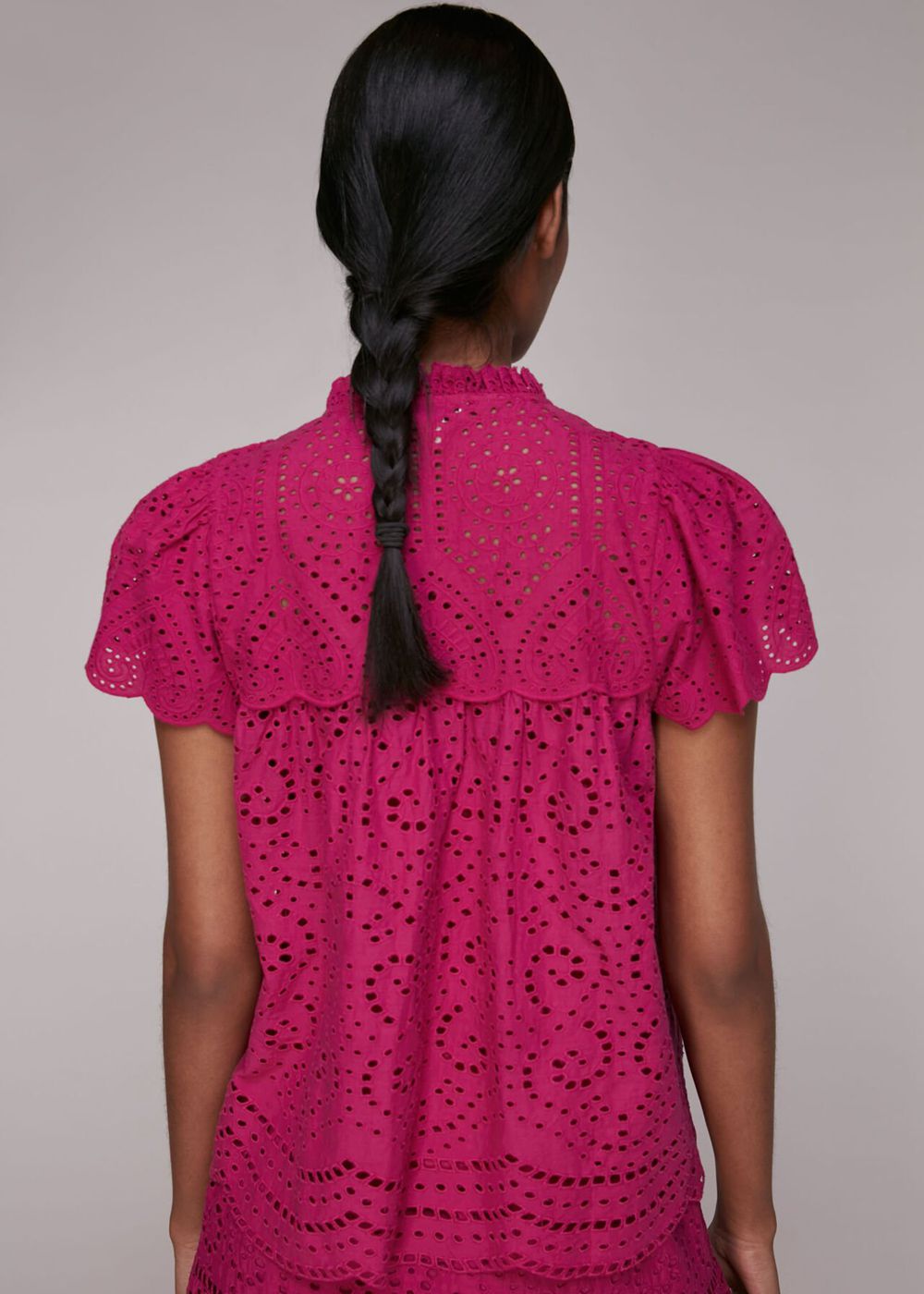 Whistles Bonnie Broderie Blouse Pink | US-41296TJED