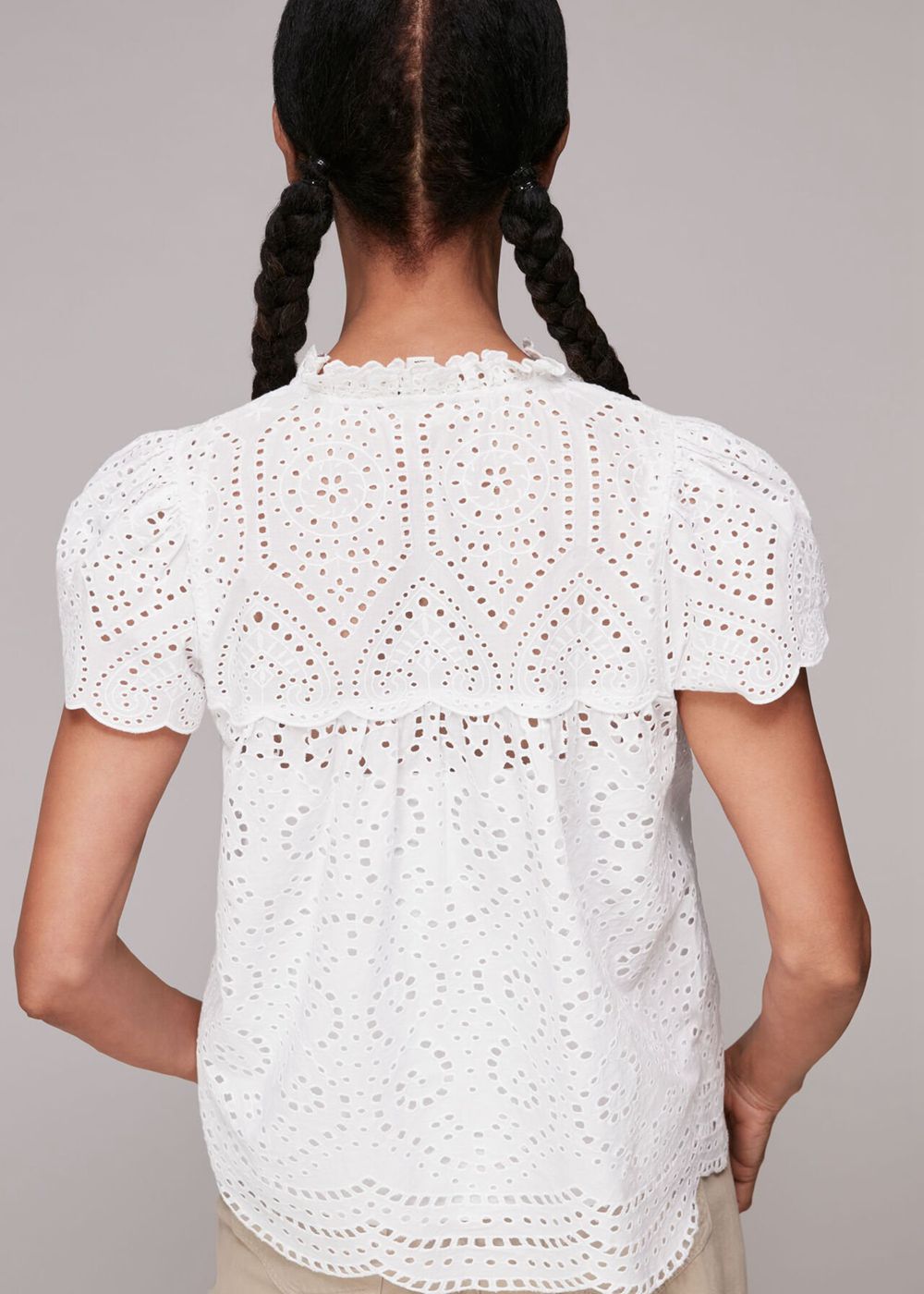 Whistles Bonnie Broderie Blouse White | US-94832OFEJ