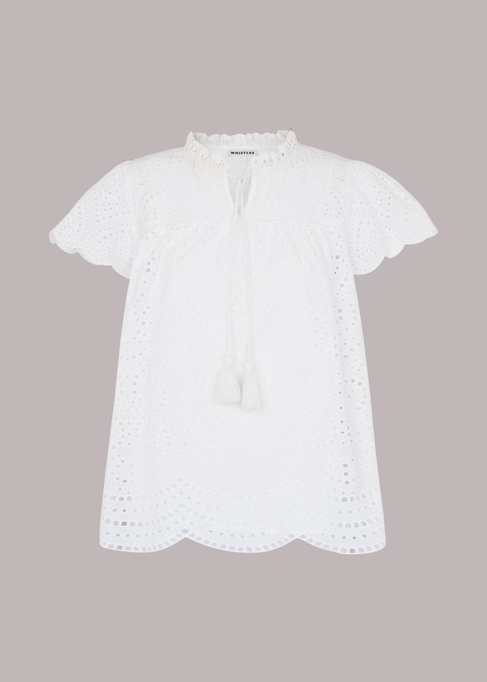 Whistles Bonnie Broderie Blouse White | US-94832OFEJ