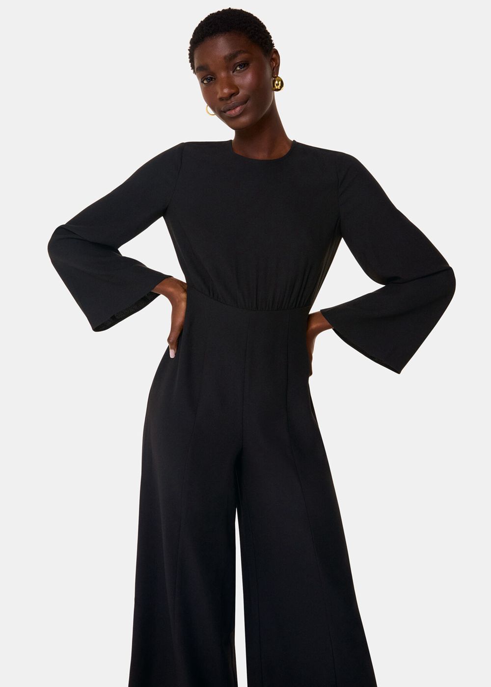 Whistles Bonnie Gathered Jumpsuit Black | US-01675NMQZ