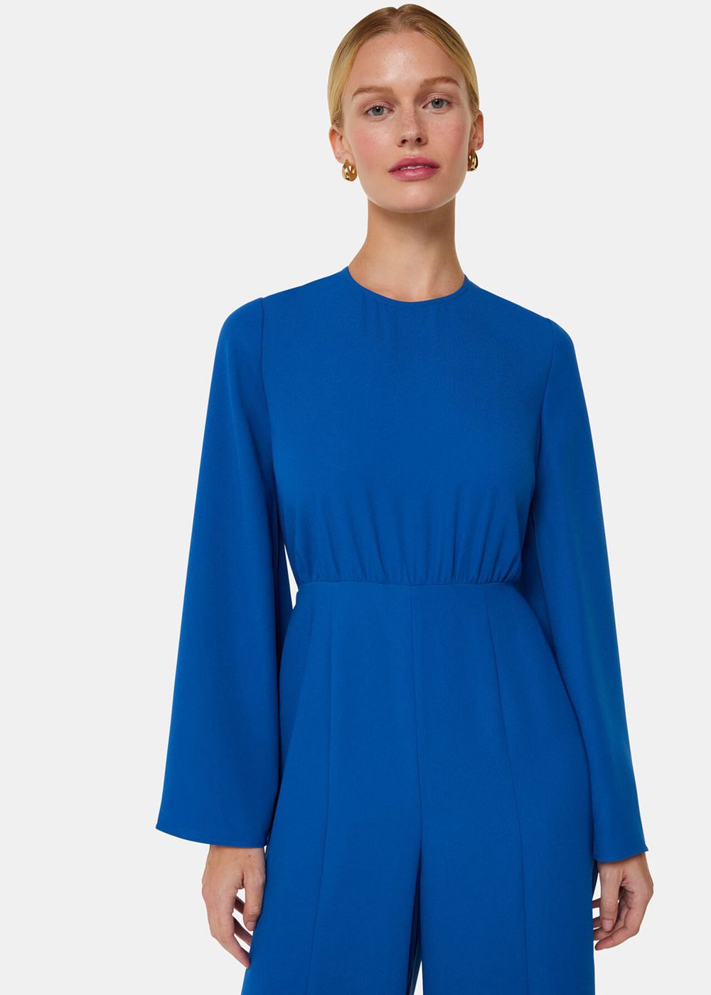 Whistles Bonnie Gathered Jumpsuit Blue | US-24859BLNY