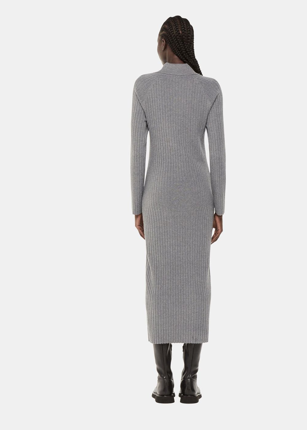 Whistles Bonnie Zip Ribbed Knit Dress Dark Grey | US-75324YWCJ