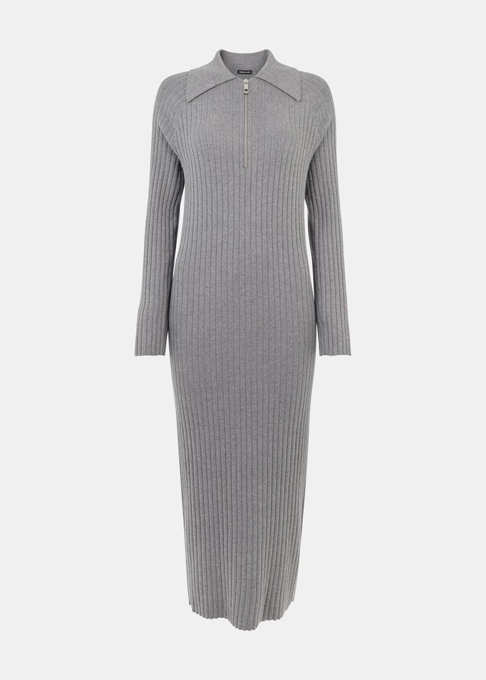 Whistles Bonnie Zip Ribbed Knit Dress Dark Grey | US-75324YWCJ