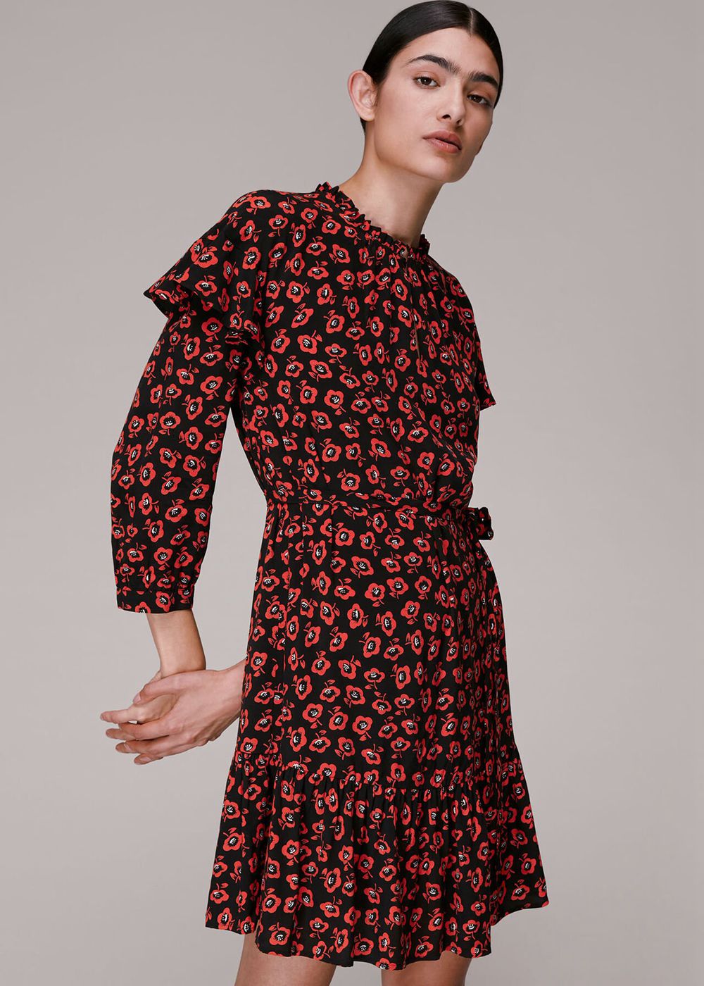 Whistles Botanical Garden Print Dress Red / Multicolor | US-23491GEZM