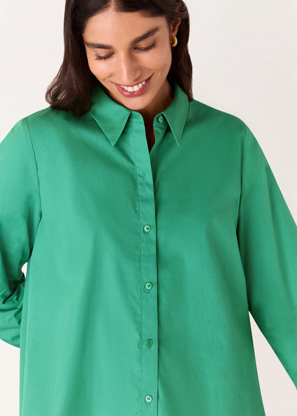 Whistles Boxy Cotton Shirts Green | US-06257JGZK