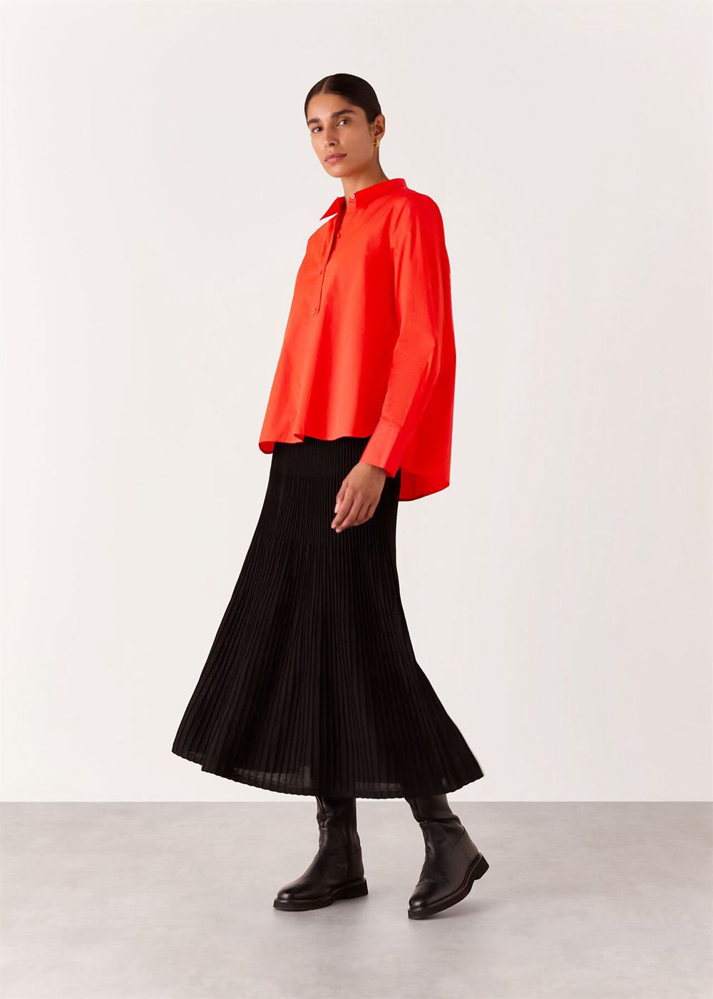 Whistles Boxy Cotton Shirts Red | US-57139OWDN