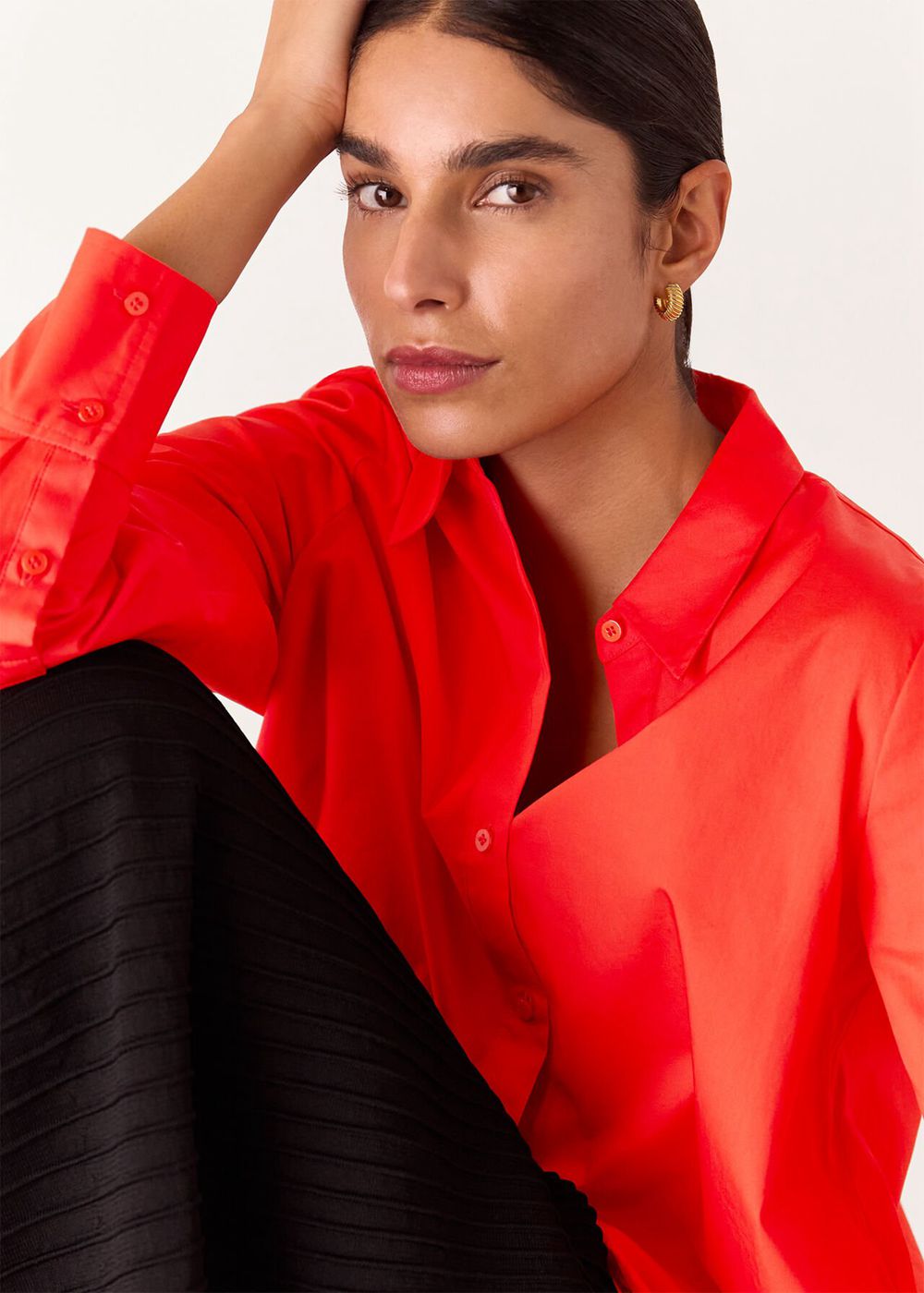 Whistles Boxy Cotton Shirts Red | US-57139OWDN