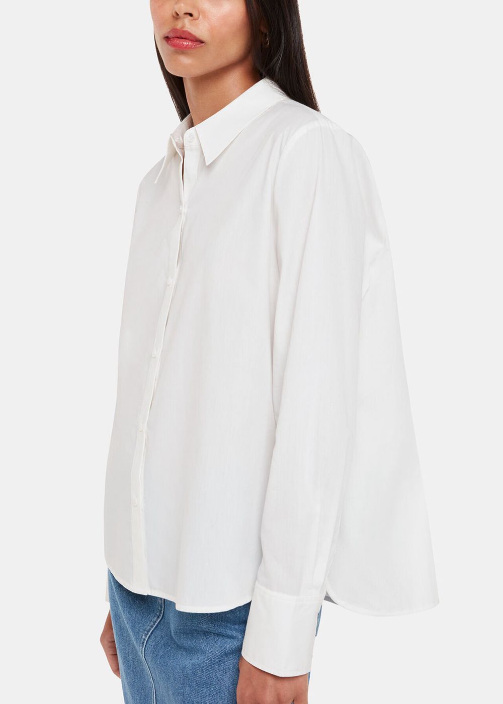 Whistles Boxy Cotton Shirts White | US-68024EQPT