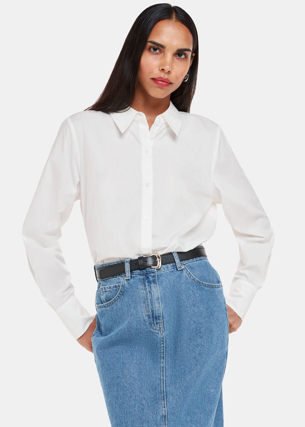 Whistles Boxy Cotton Shirts White | US-68024EQPT