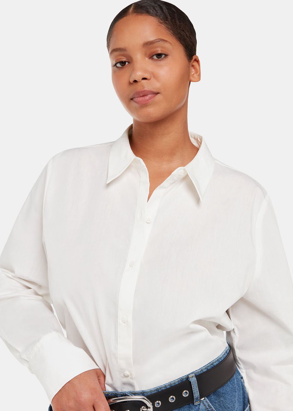 Whistles Boxy Cotton Shirts White | US-68024EQPT