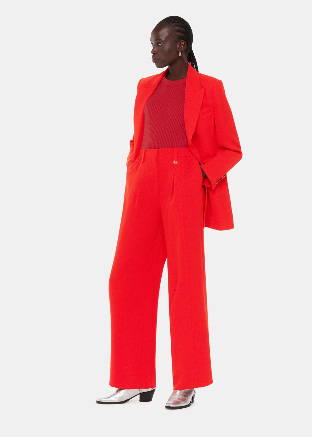 Whistles Boyfriend Crepe Blazer Red | US-94102WBDU