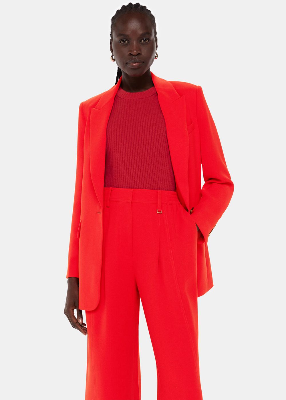 Whistles Boyfriend Crepe Blazer Red | US-94102WBDU