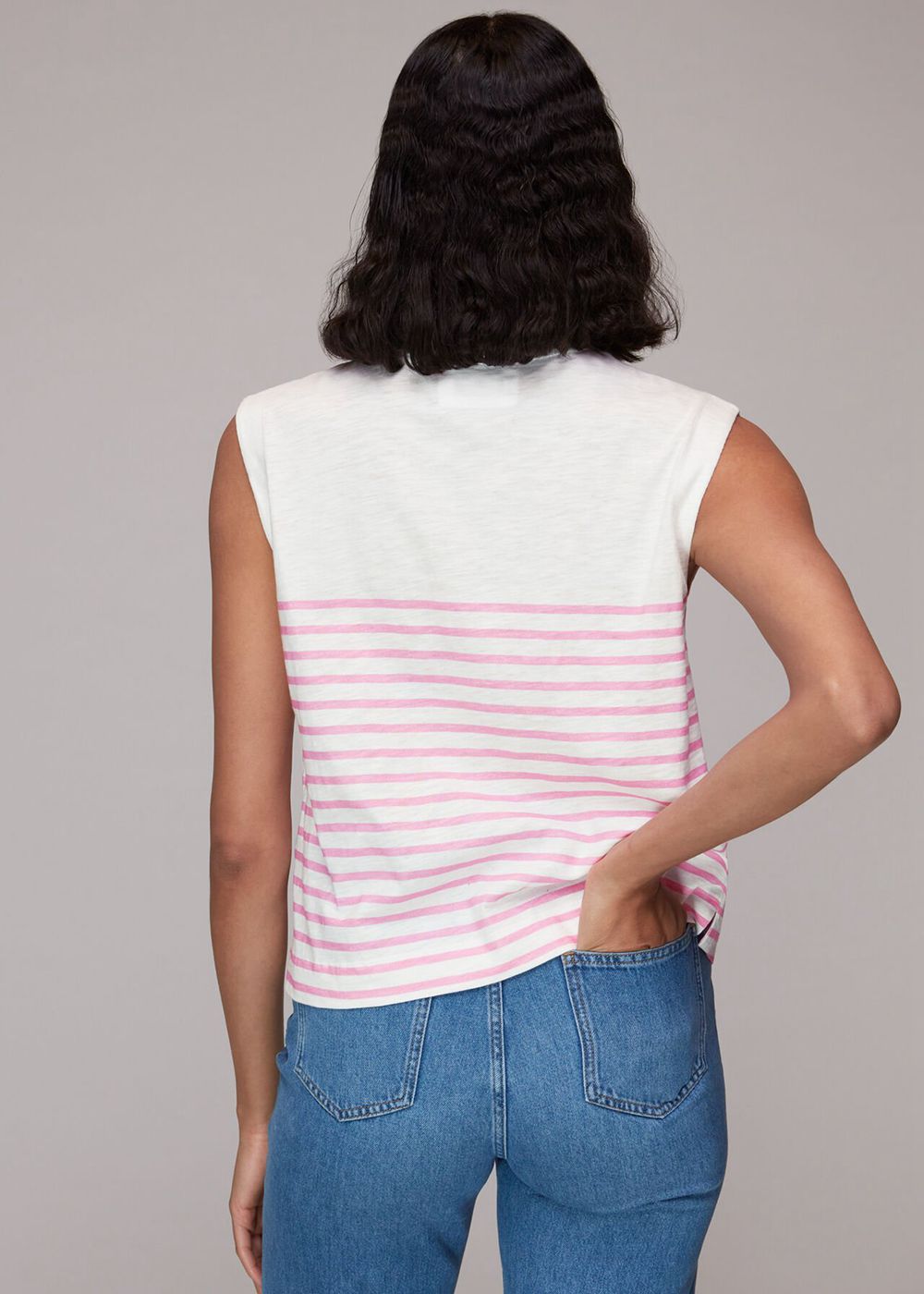 Whistles Breton Muscle Vest Top Pink / Multicolor | US-57390UZPN