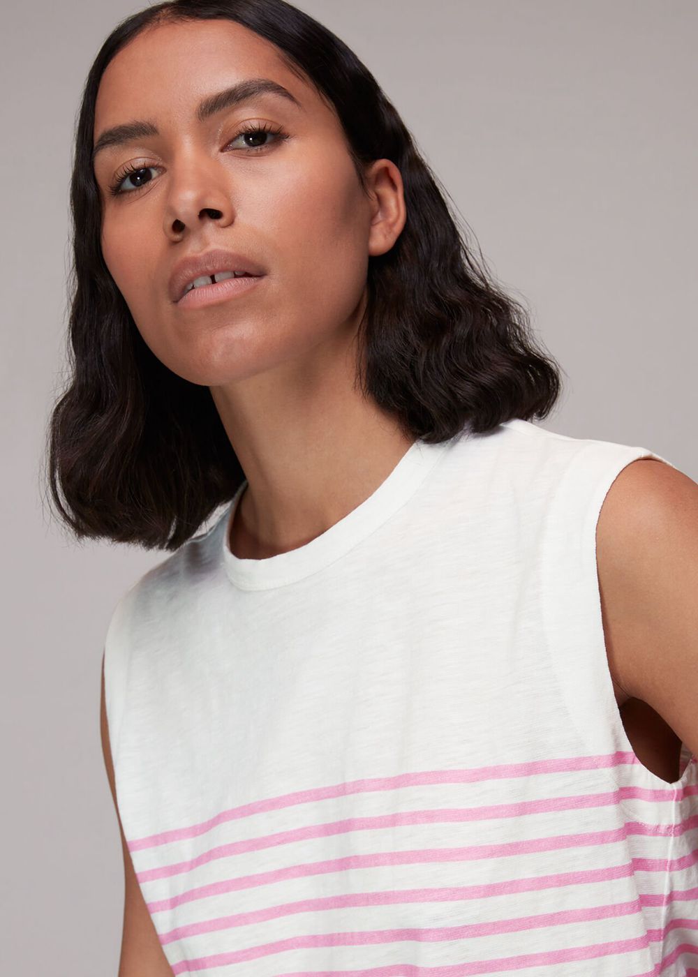 Whistles Breton Muscle Vest Top Pink / Multicolor | US-57390UZPN