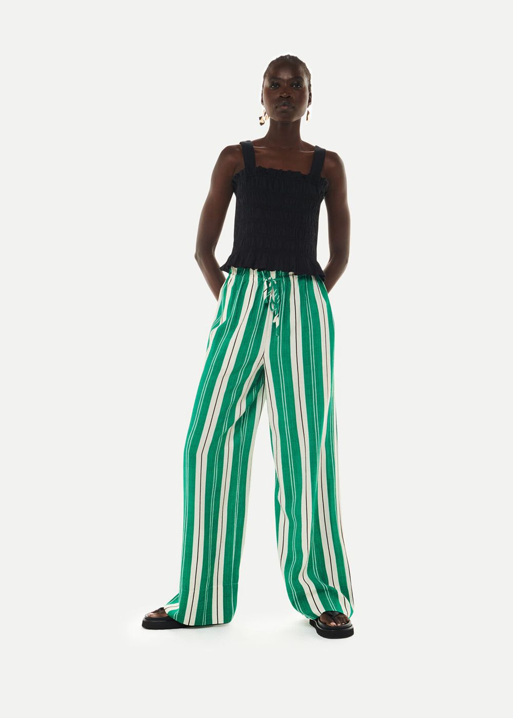 Whistles Bridget Maxi Stripe Pants Green / Multicolor | US-64918GXWR