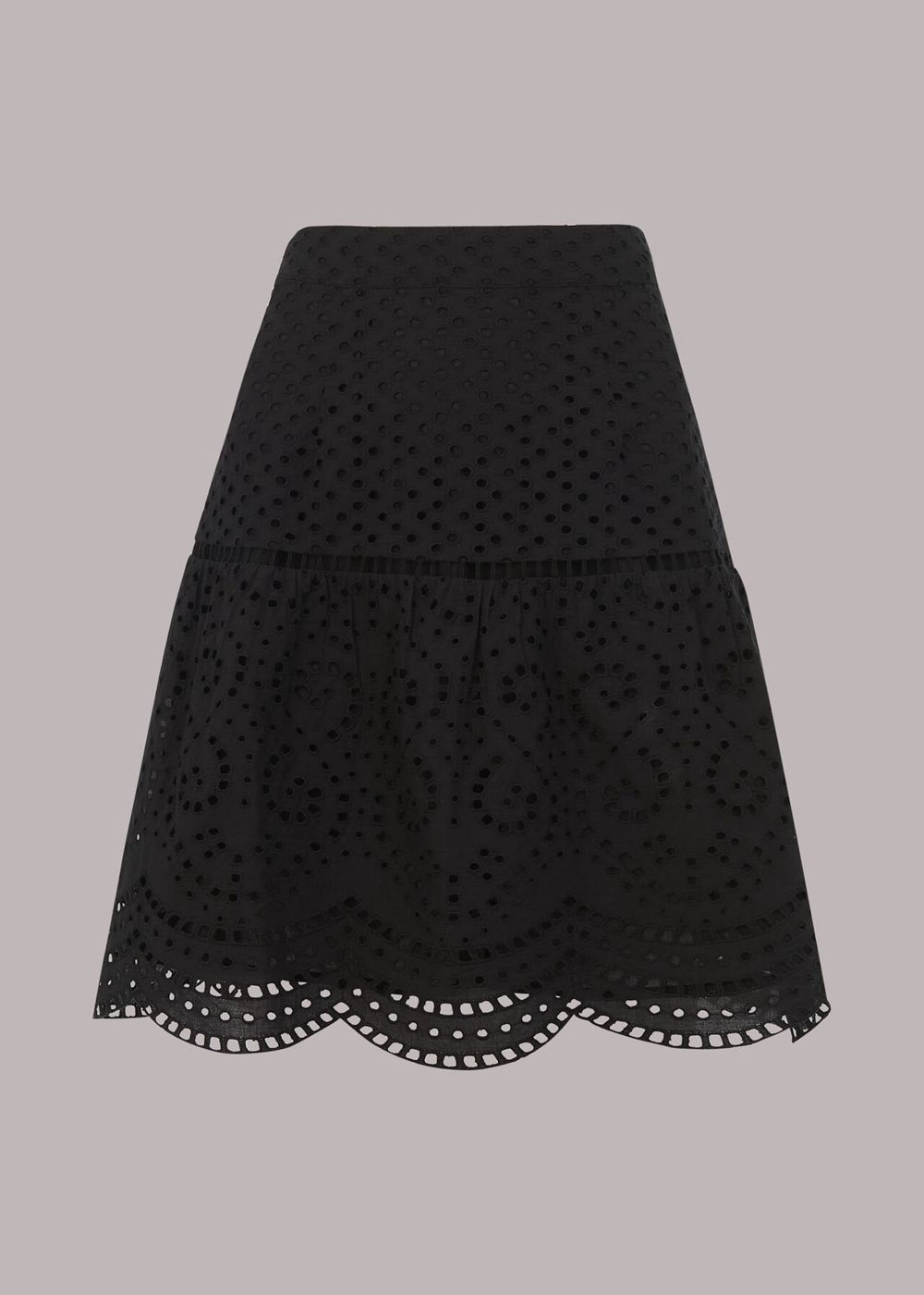 Whistles Broderie Flippy Skirts Black | US-56192JHXG