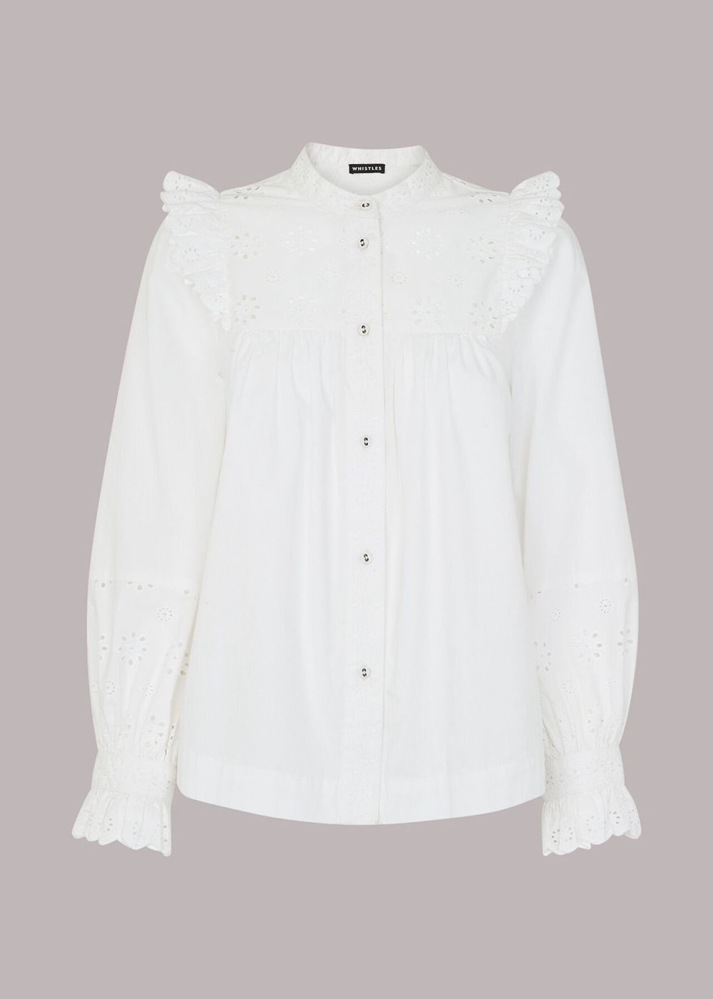 Whistles Broderie Frill Sleeve Top White | US-86907DCTW