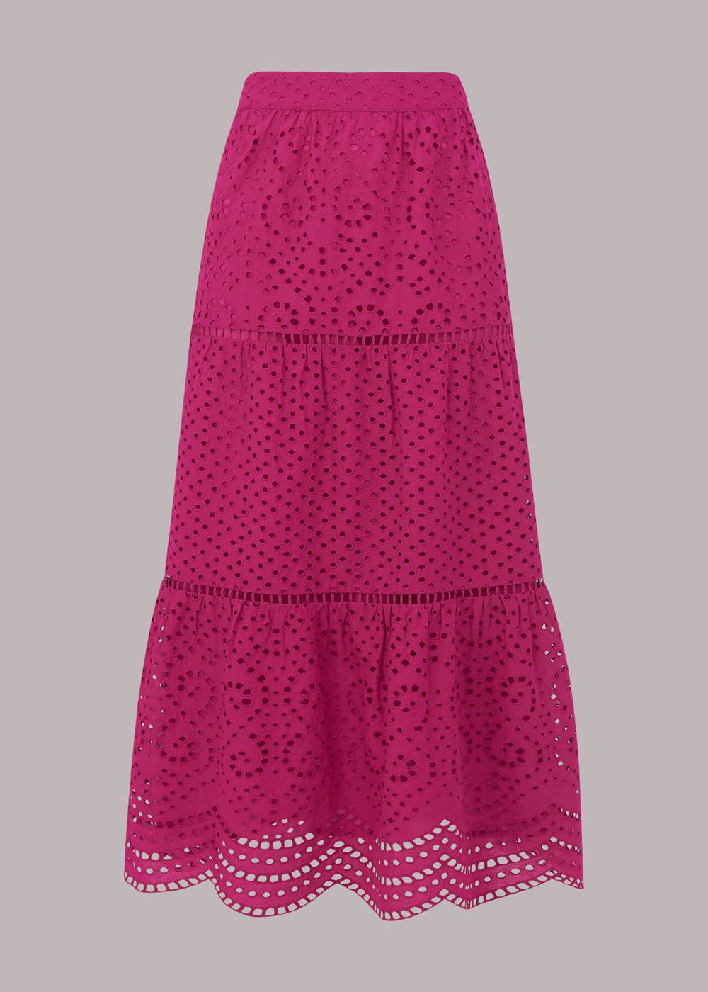 Whistles Broderie Midi Skirts Pink | US-52839YBOC