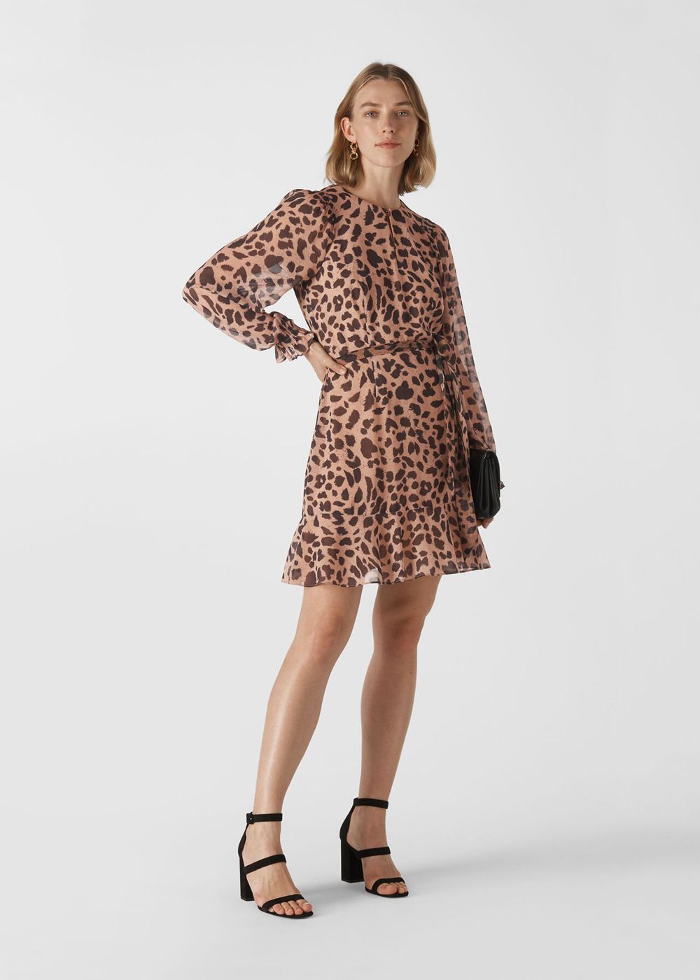 Whistles Brushed Cheetah Flippy Dress Leopard | US-65291FKXI