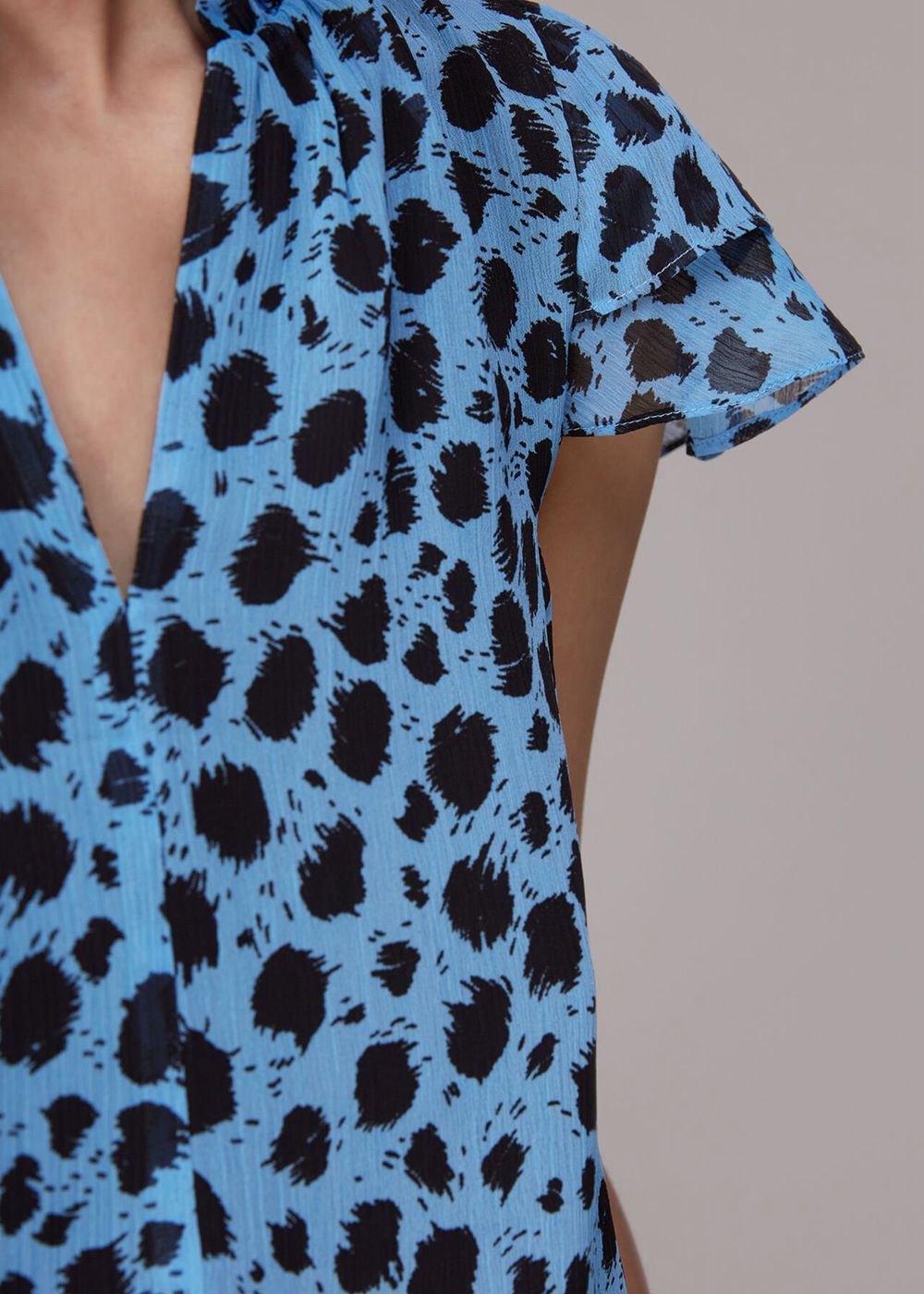 Whistles Brushed Dalmatian Blouse Blue / Multicolor | US-37184EYXD