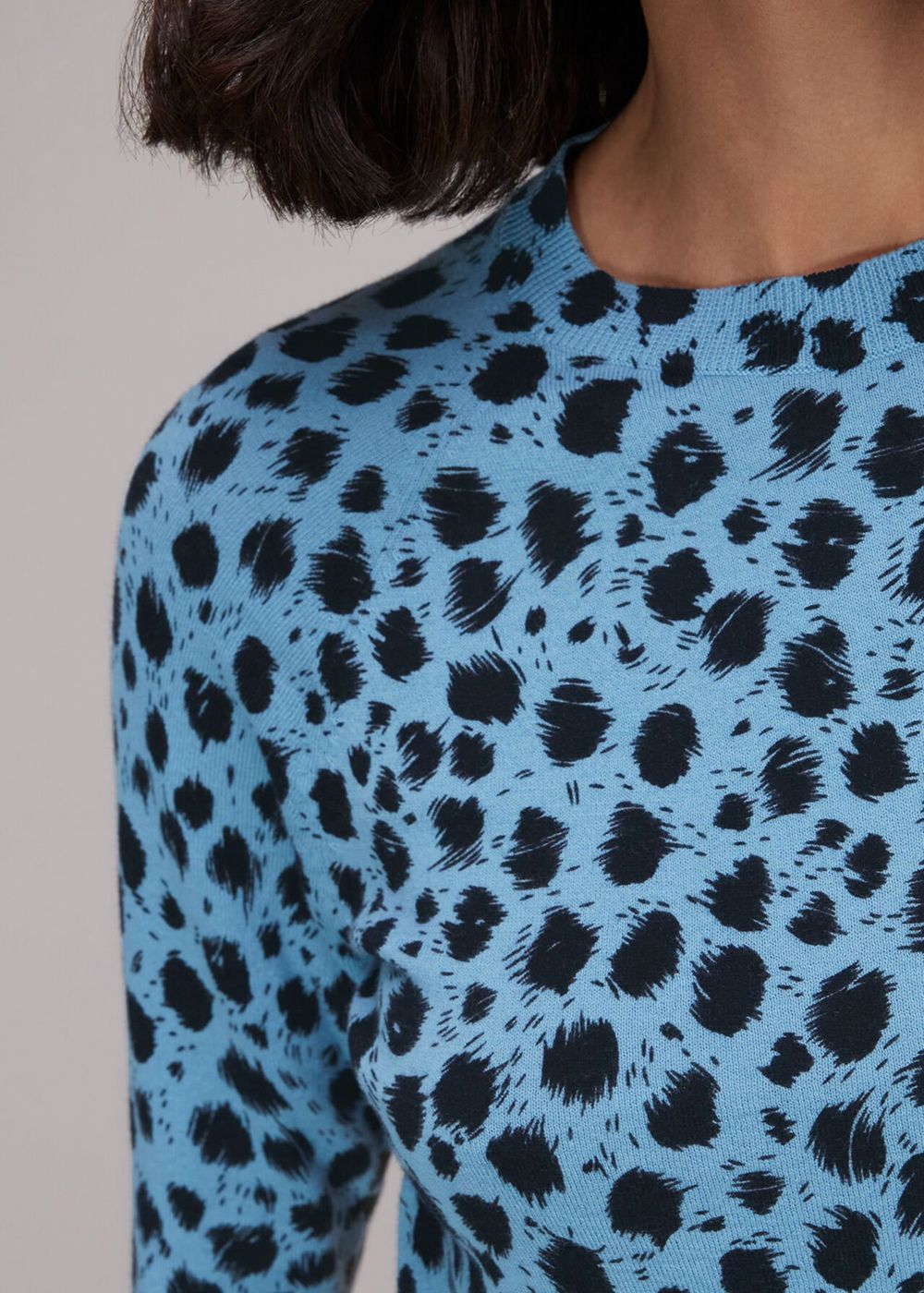 Whistles Brushed Dalmatian Crew Knitwear Blue / Multicolor | US-52643LBJY