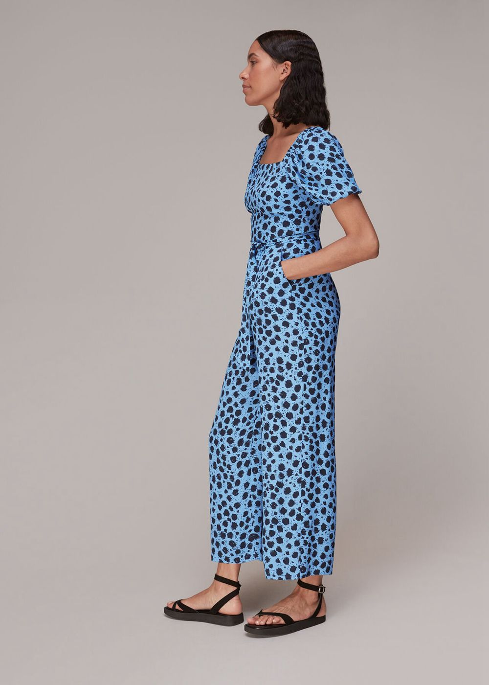 Whistles Brushed Dalmatian Jumpsuit Blue / Multicolor | US-29861HYSN