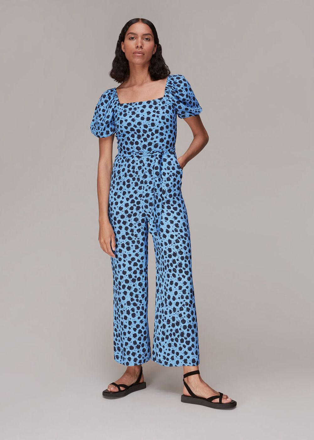 Whistles Brushed Dalmatian Jumpsuit Blue / Multicolor | US-29861HYSN