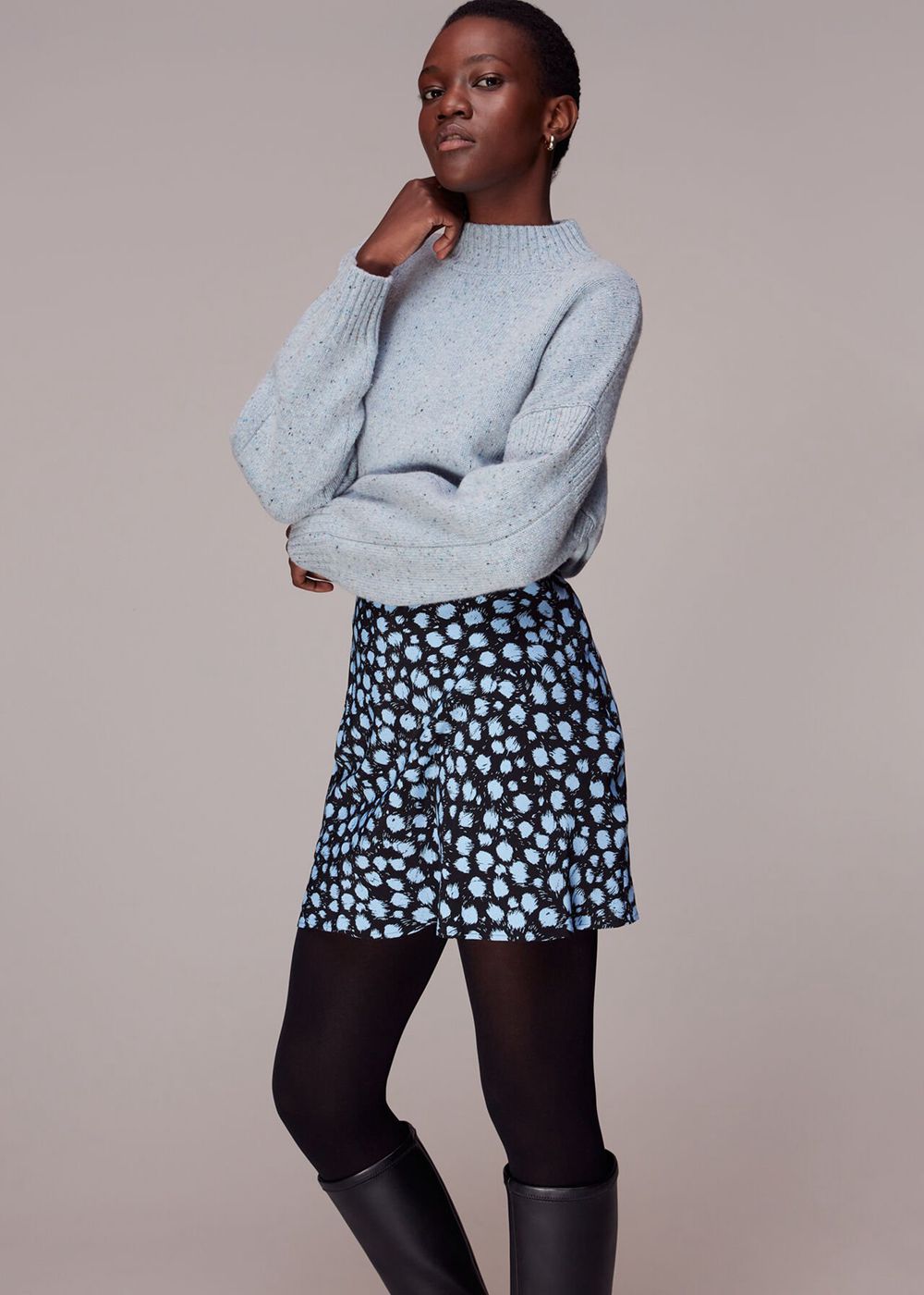 Whistles Brushed Dalmatian Mini Skirts Blue / Multicolor | US-10743RUEX