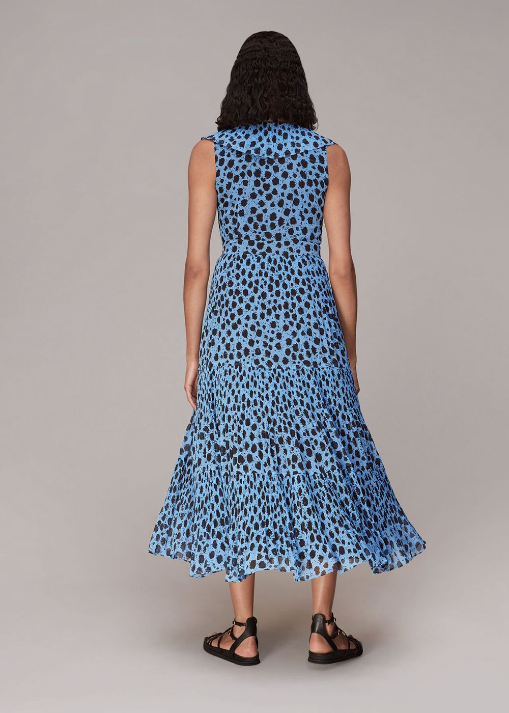 Whistles Brushed Dalmatian Plisse Dress Blue / Multicolor | US-79150UNDY