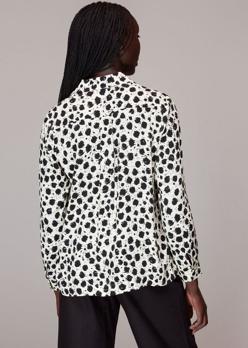 Whistles Brushed Dalmatian Shirts Black / White | US-64293IVCK