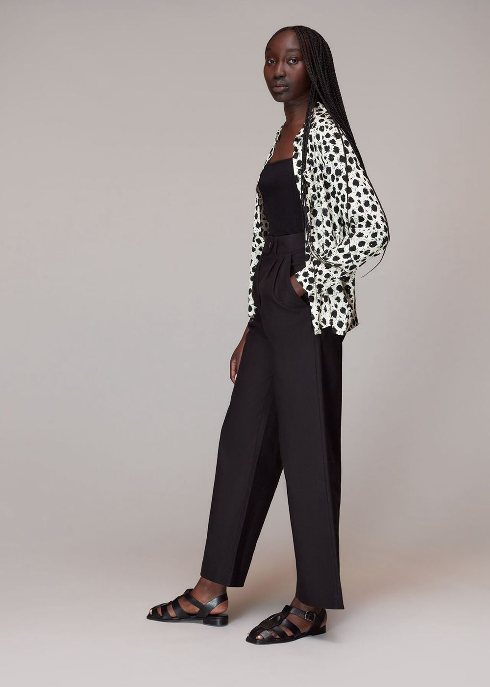 Whistles Brushed Dalmatian Shirts Black / White | US-64293IVCK