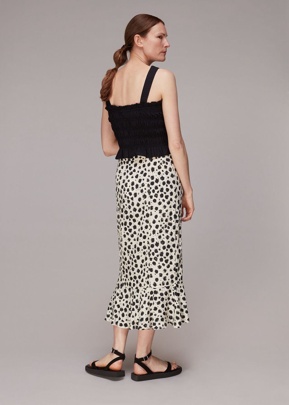 Whistles Brushed Dalmatian Wrap Skirts Black / White | US-19806QIJT