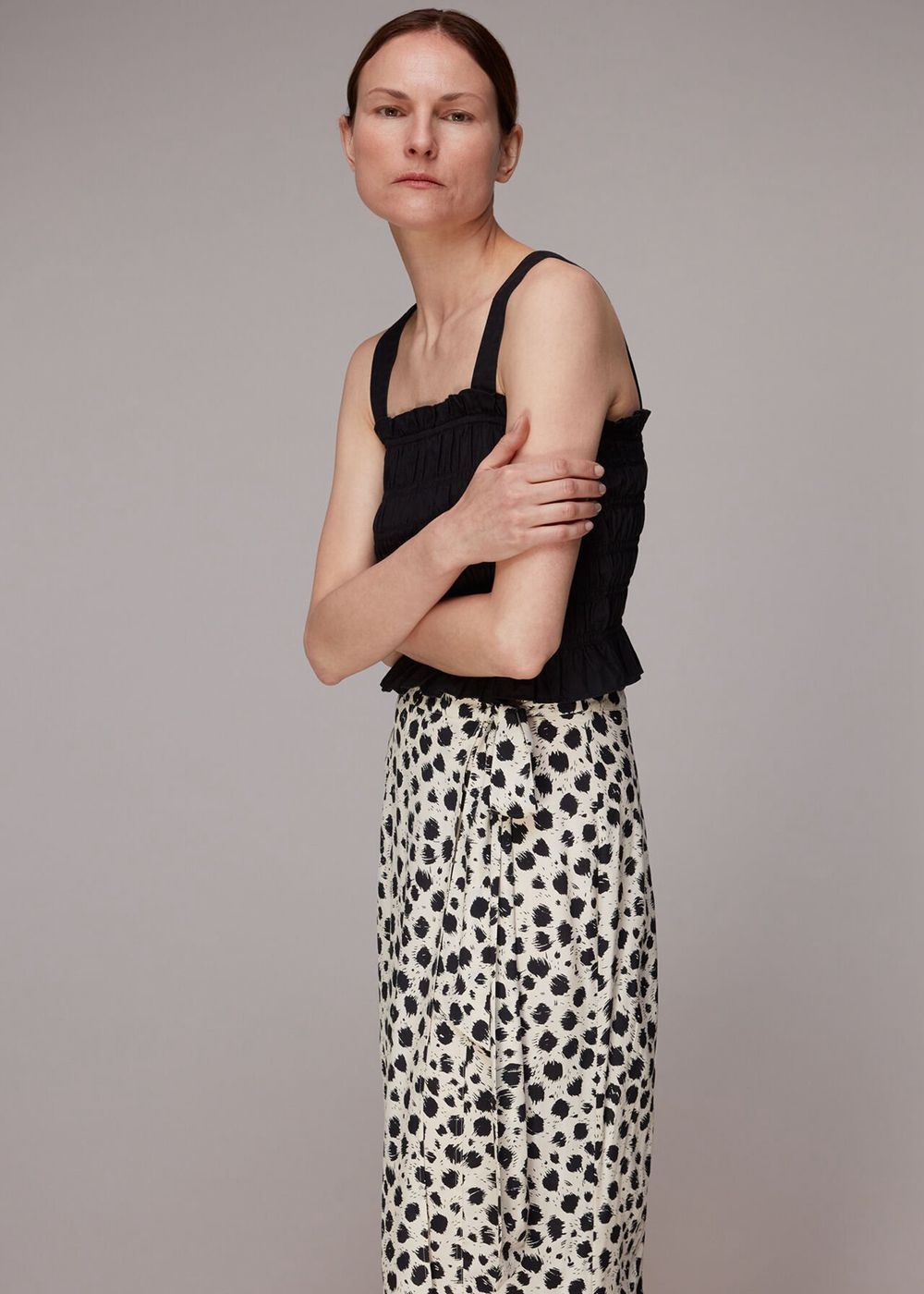 Whistles Brushed Dalmatian Wrap Skirts Black / White | US-19806QIJT