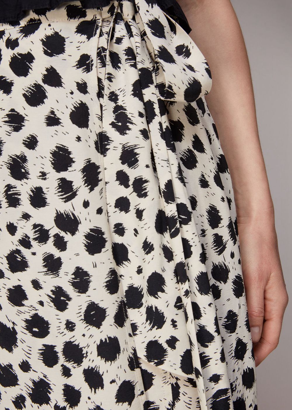 Whistles Brushed Dalmatian Wrap Skirts Black / White | US-19806QIJT