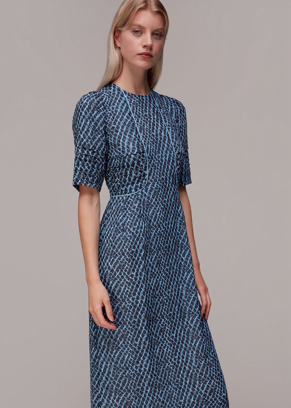 Whistles Brushed Geo Print Dobby Dress Blue / Multicolor | US-23645GIDN