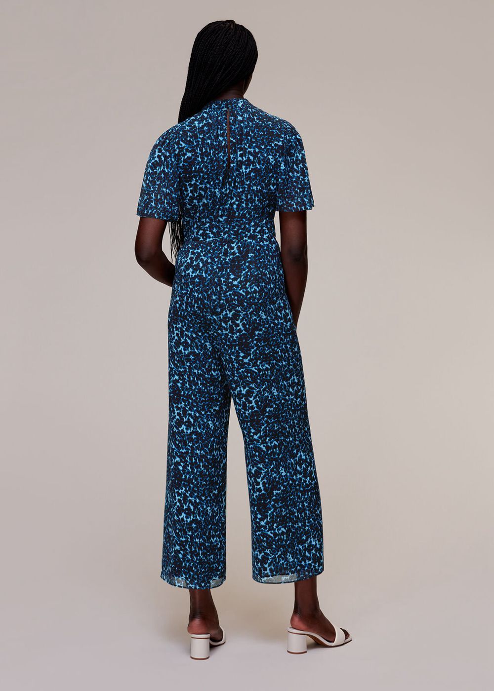 Whistles Brushed Leopard Print Jumpsuit Blue / Multicolor | US-63547DMTY