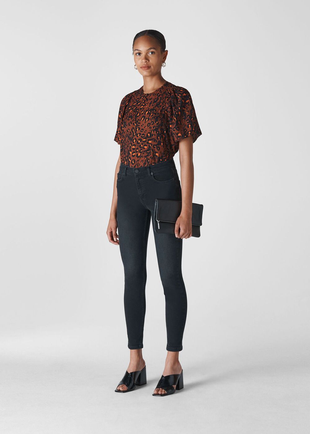 Whistles Brushed Leopard Print Top Brown / Multicolor | US-74952JULQ