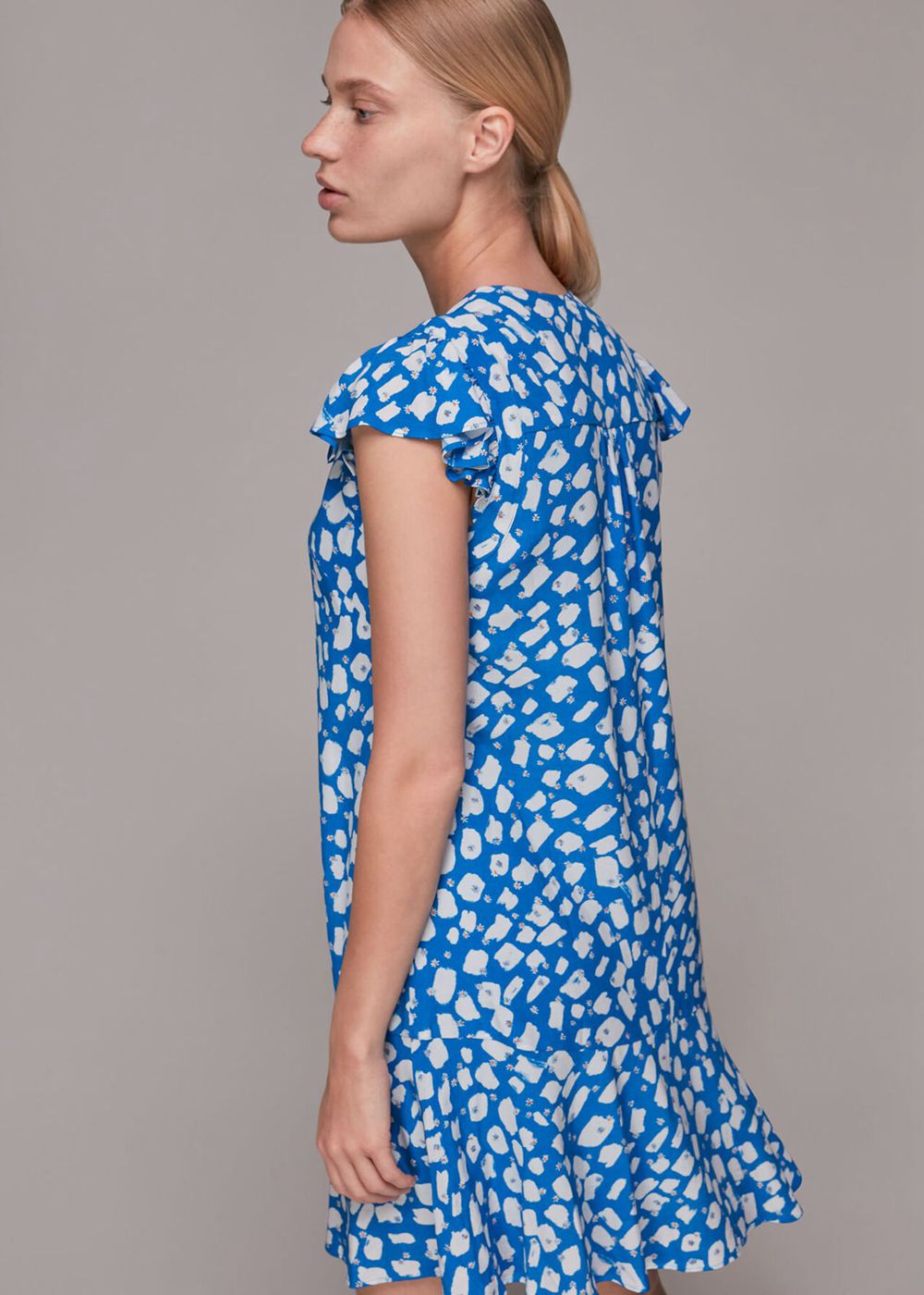 Whistles Brushmark Daisy Print Dress Blue / Multicolor | US-58197RKSV