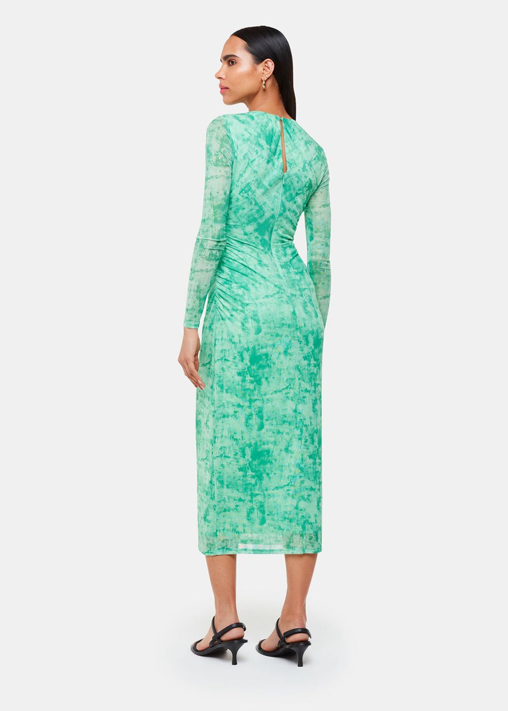 Whistles Brushwork Print Mesh Dress Green / Multicolor | US-60472GERH