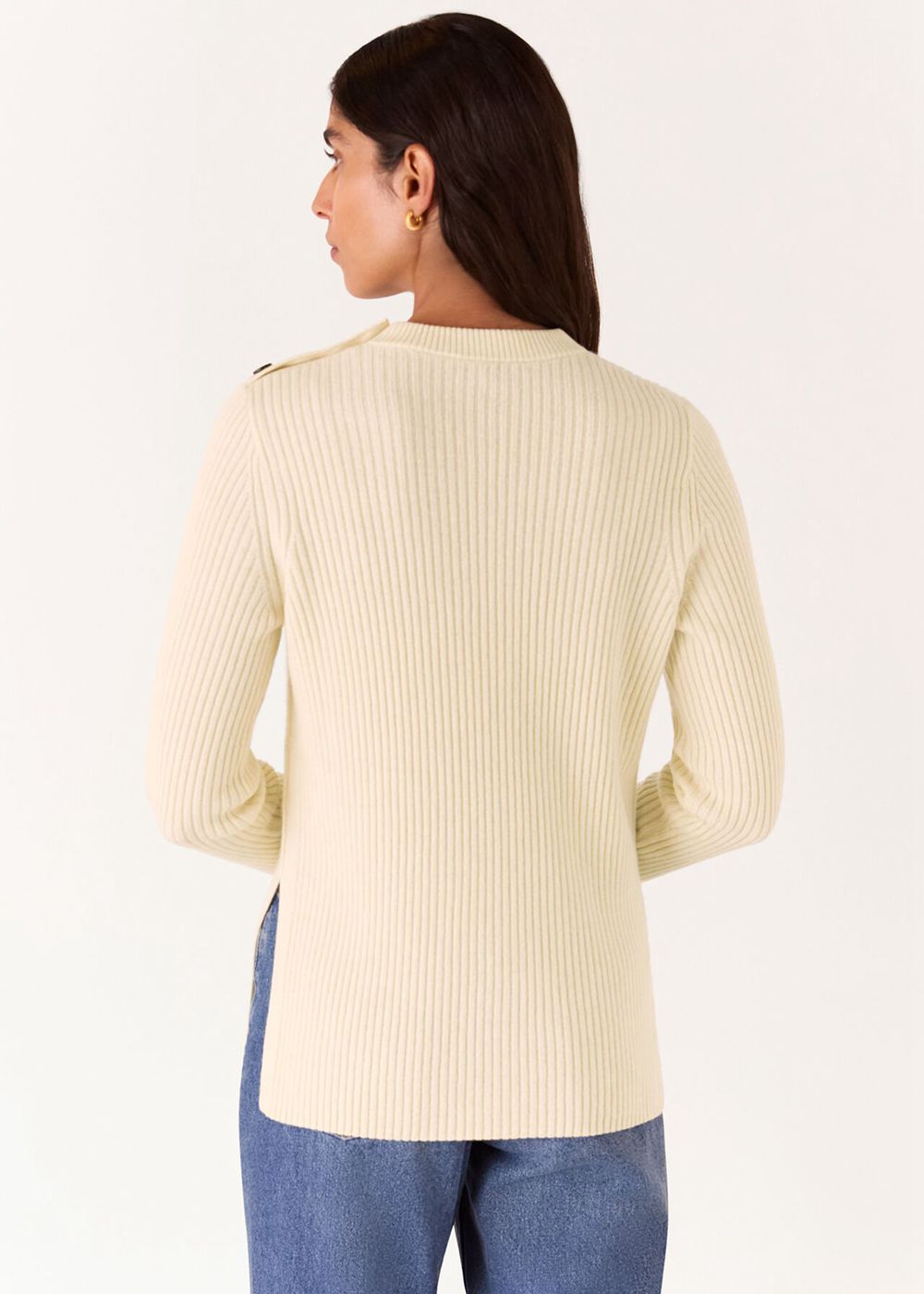 Whistles Button Detail Longline Sweater White | US-68219PAUX