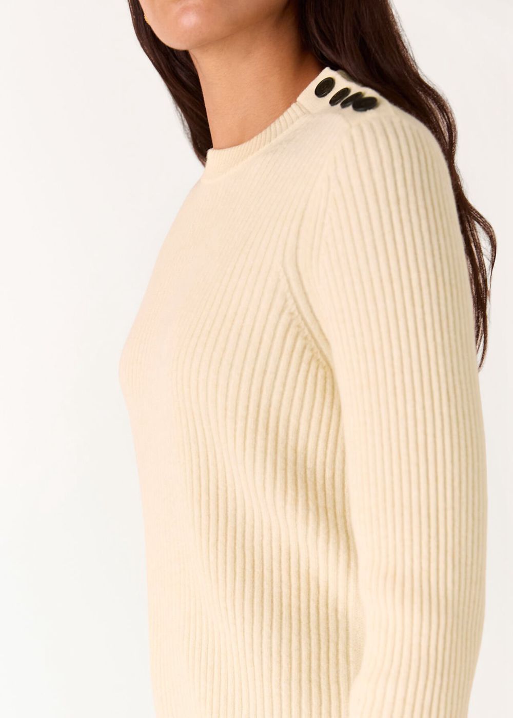 Whistles Button Detail Longline Sweater White | US-68219PAUX