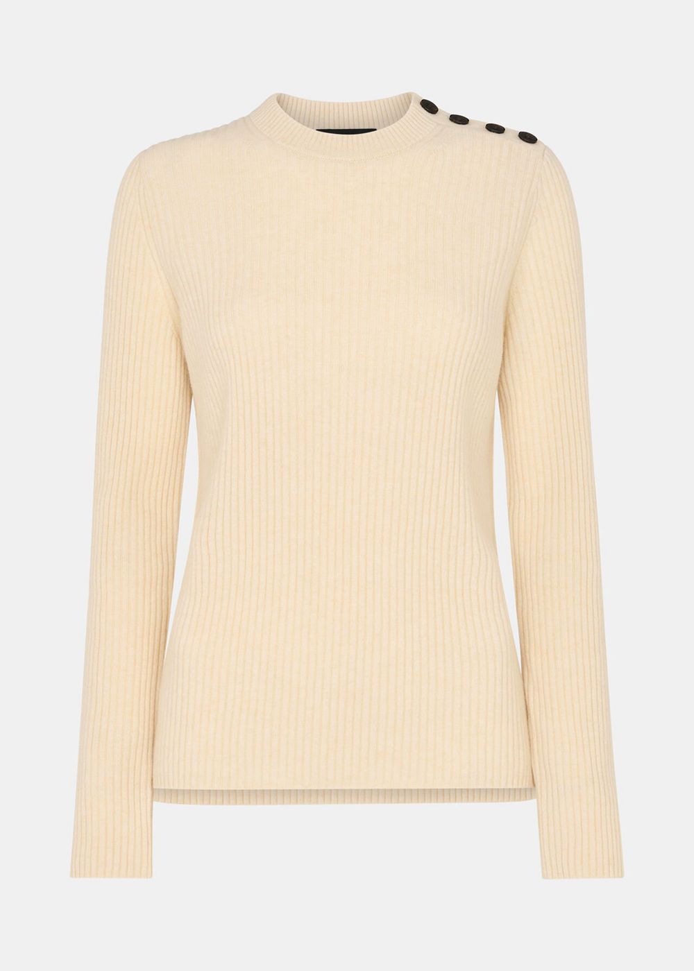 Whistles Button Detail Longline Sweater White | US-68219PAUX