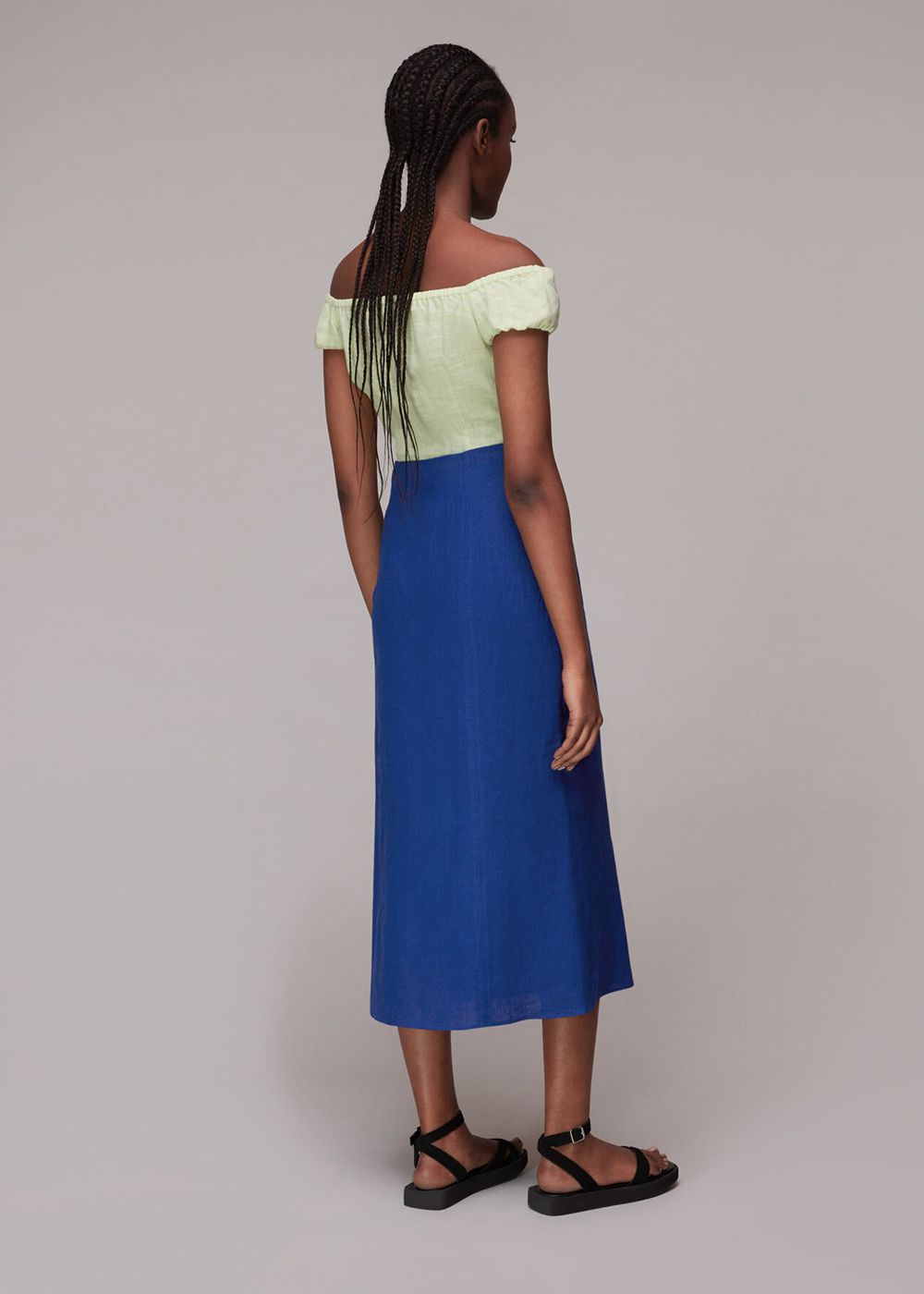 Whistles Button Front Linen Skirts Blue | US-91637OEMS