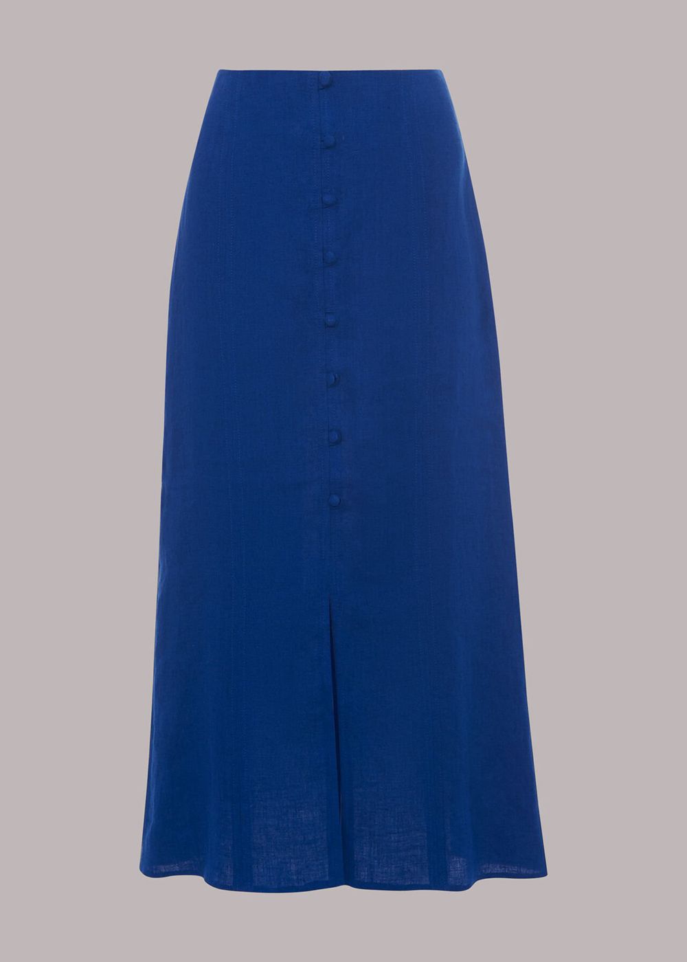 Whistles Button Front Linen Skirts Blue | US-91637OEMS