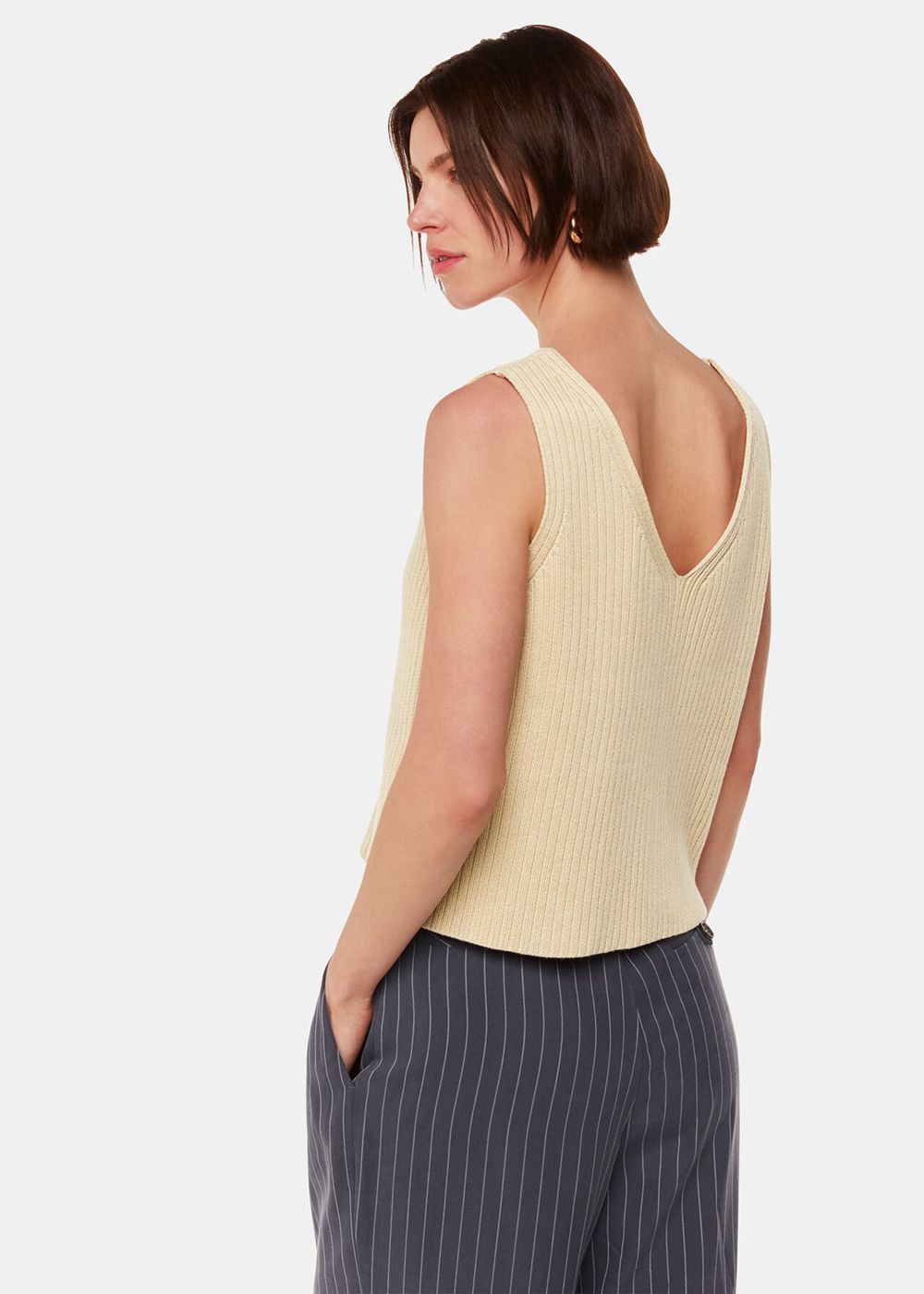 Whistles Button Front V Neck Knitwear Butter | US-26745SWGM