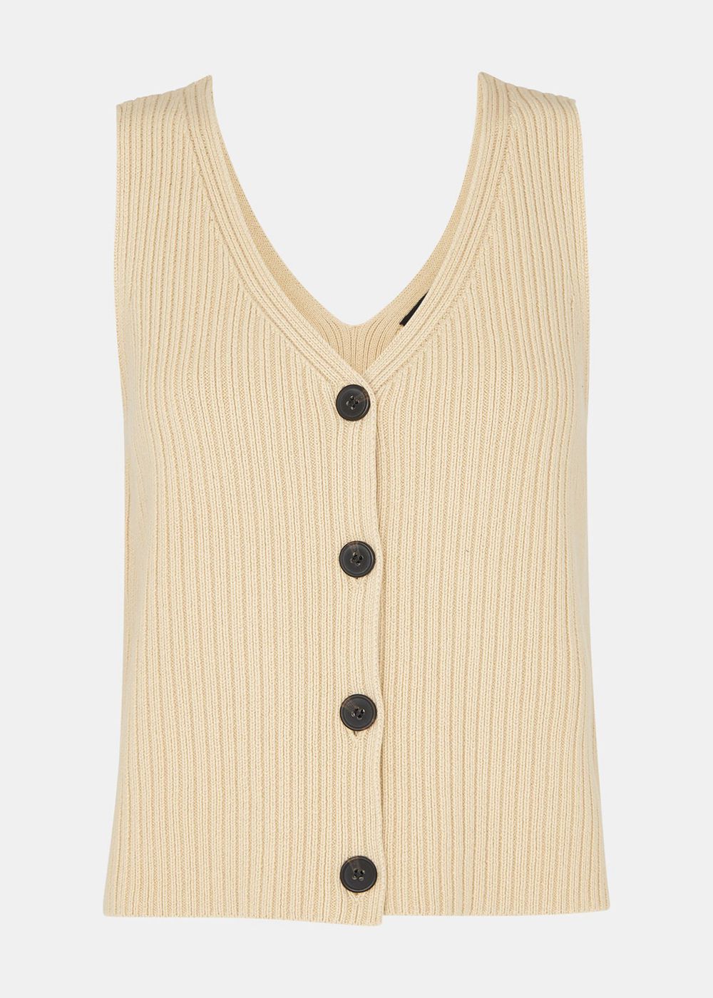 Whistles Button Front V Neck Knitwear Butter | US-26745SWGM