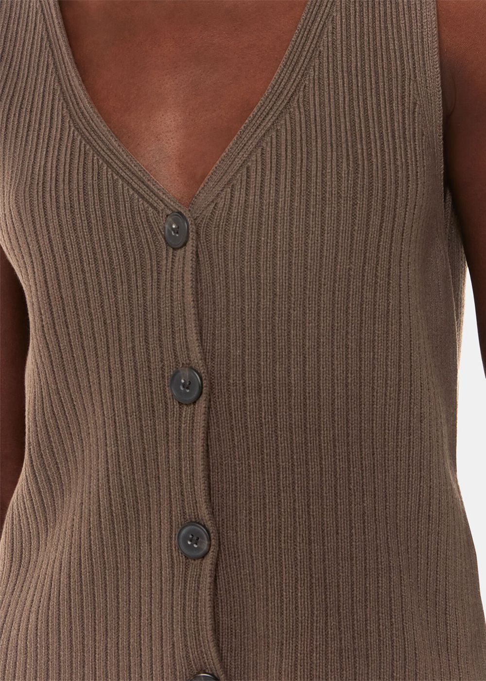 Whistles Button Front V Neck Knitwear Chocolate | US-74325HRXY