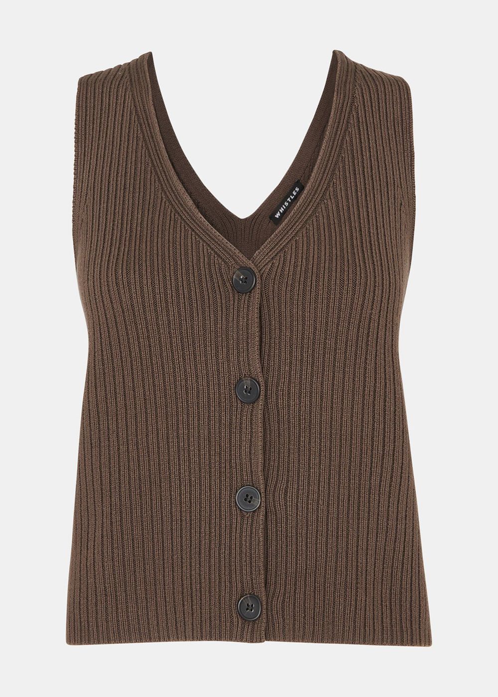 Whistles Button Front V Neck Knitwear Chocolate | US-74325HRXY